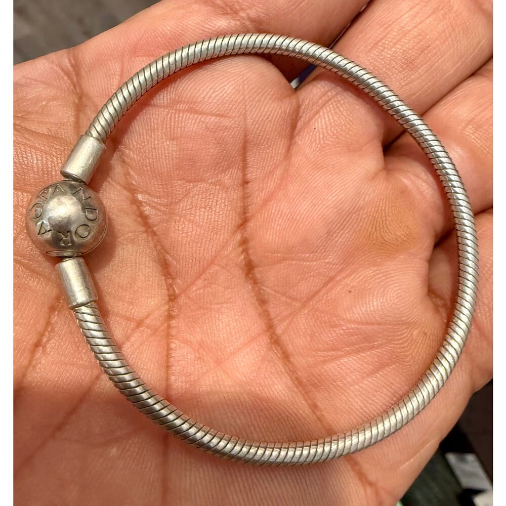Authentic Pandora Sterling Silver Bangle Bracelet S925 ALE 7.5”